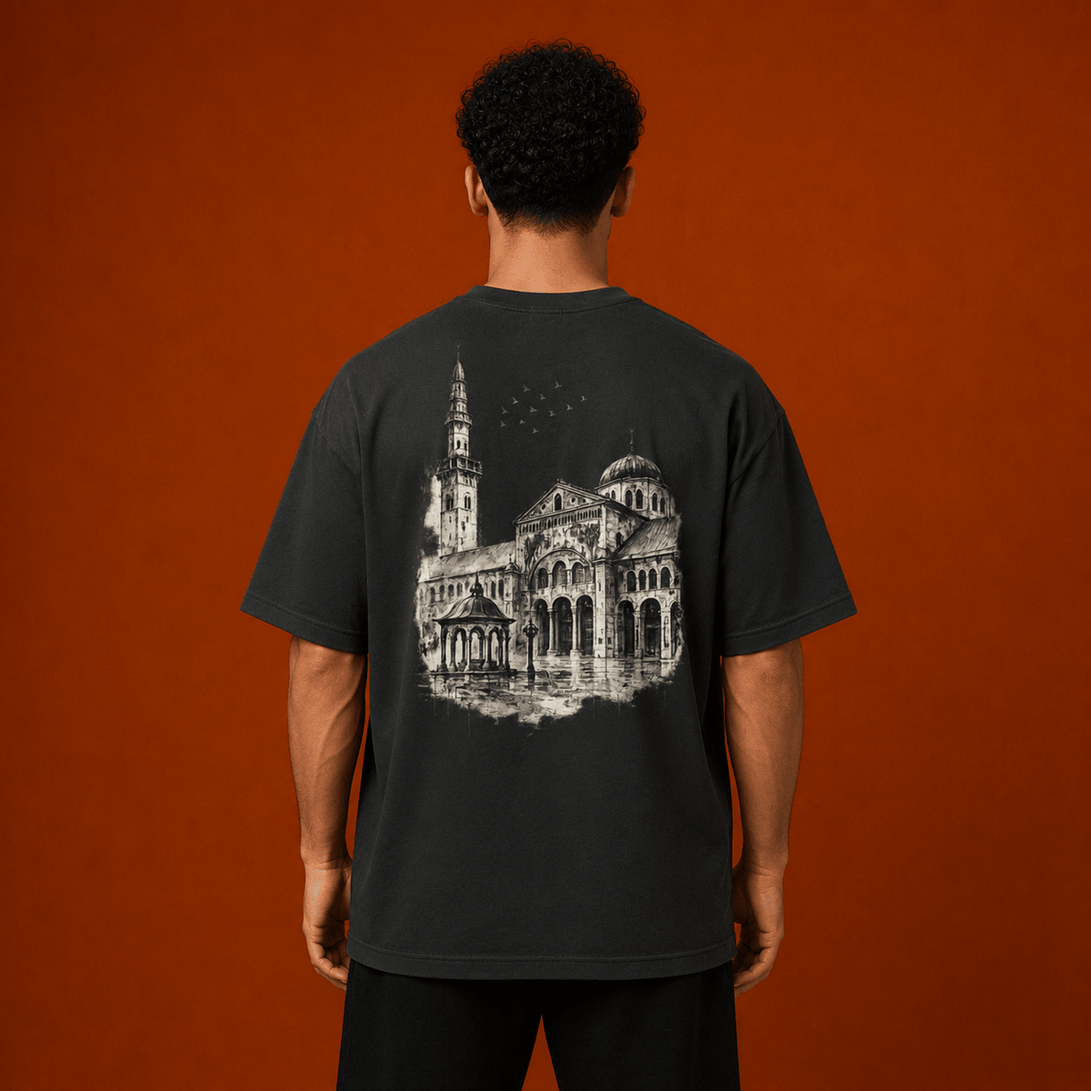 The Umayyad Mosque – T-shirt - أثر | ATHARأثر | ATHARBlackThe Umayyad Mosque – T-shirt