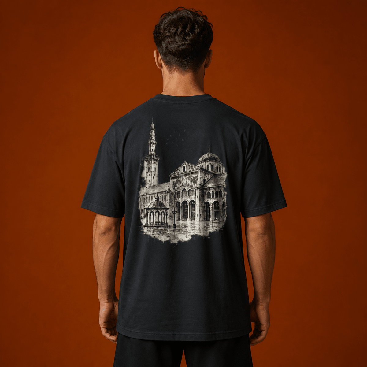 The Umayyad Mosque – T-shirt - أثر | ATHARأثر | ATHARBlackThe Umayyad Mosque – T-shirt